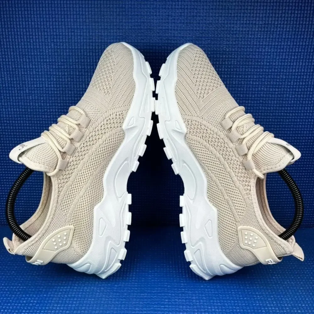🔴 Fashion Women`s Size 11 Beige Slip-on Fashion Breathable Mesh Shoes